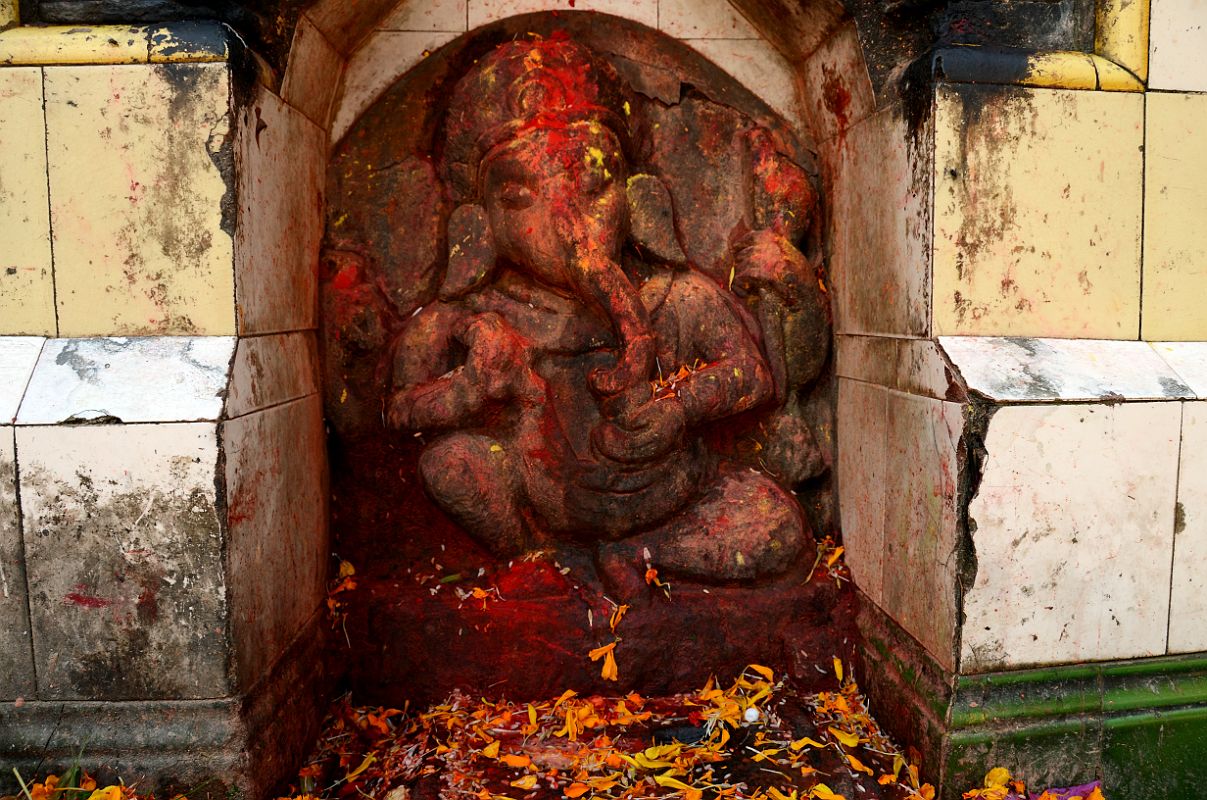 Kathmandu Changu Narayan 03 Garuda On South Side Of Changu Narayan To the left of the entrance to Changu Narayan is a shrine to Ganesh.